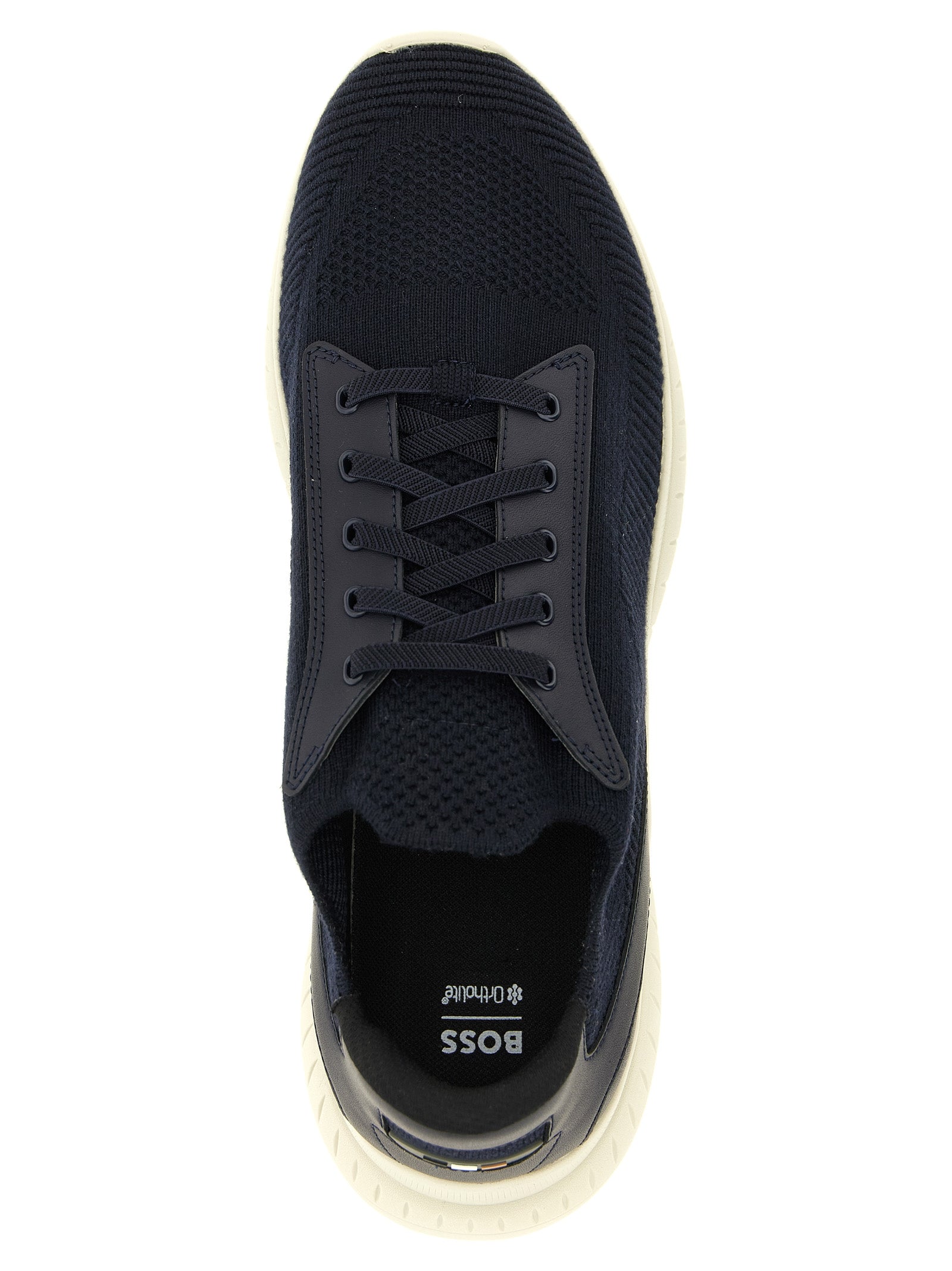 Hugo Boss Blaue Sneaker aus Rindsleder im Athletic-Look