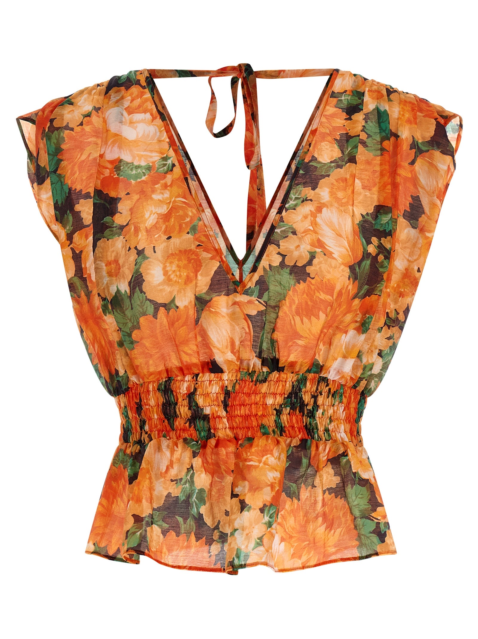 PINKO Hemd mit orangefarbenem Lyocell-Muster