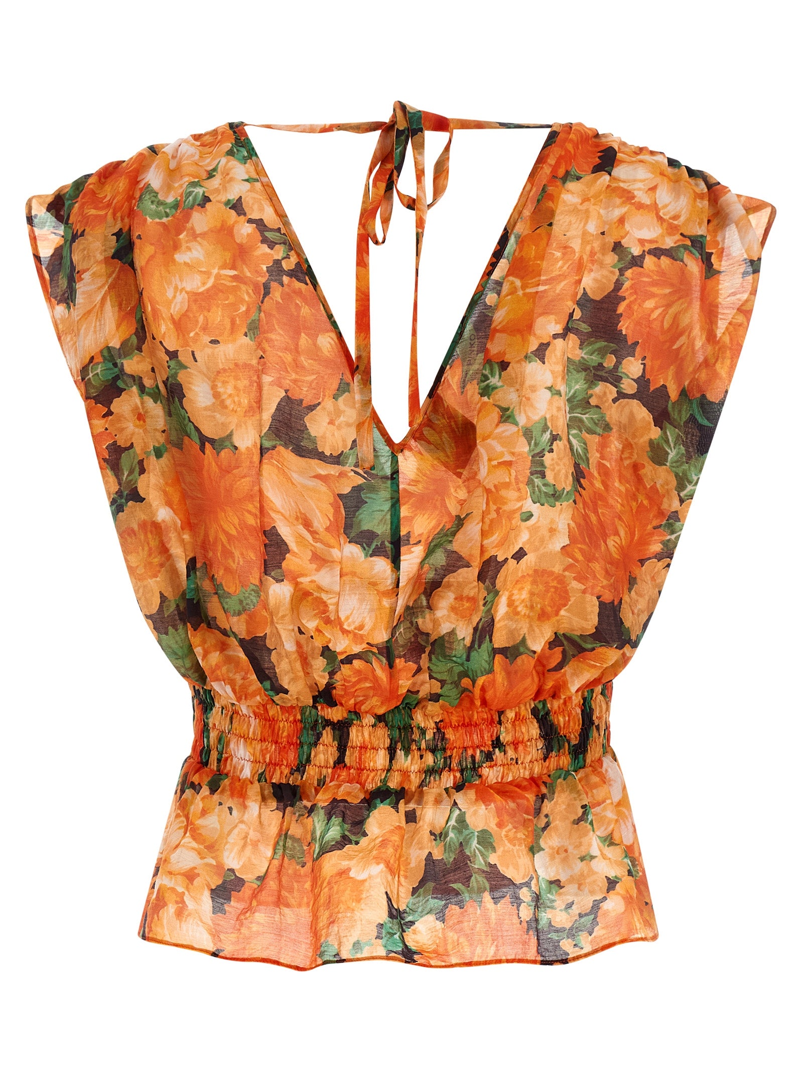 PINKO Hemd mit orangefarbenem Lyocell-Muster