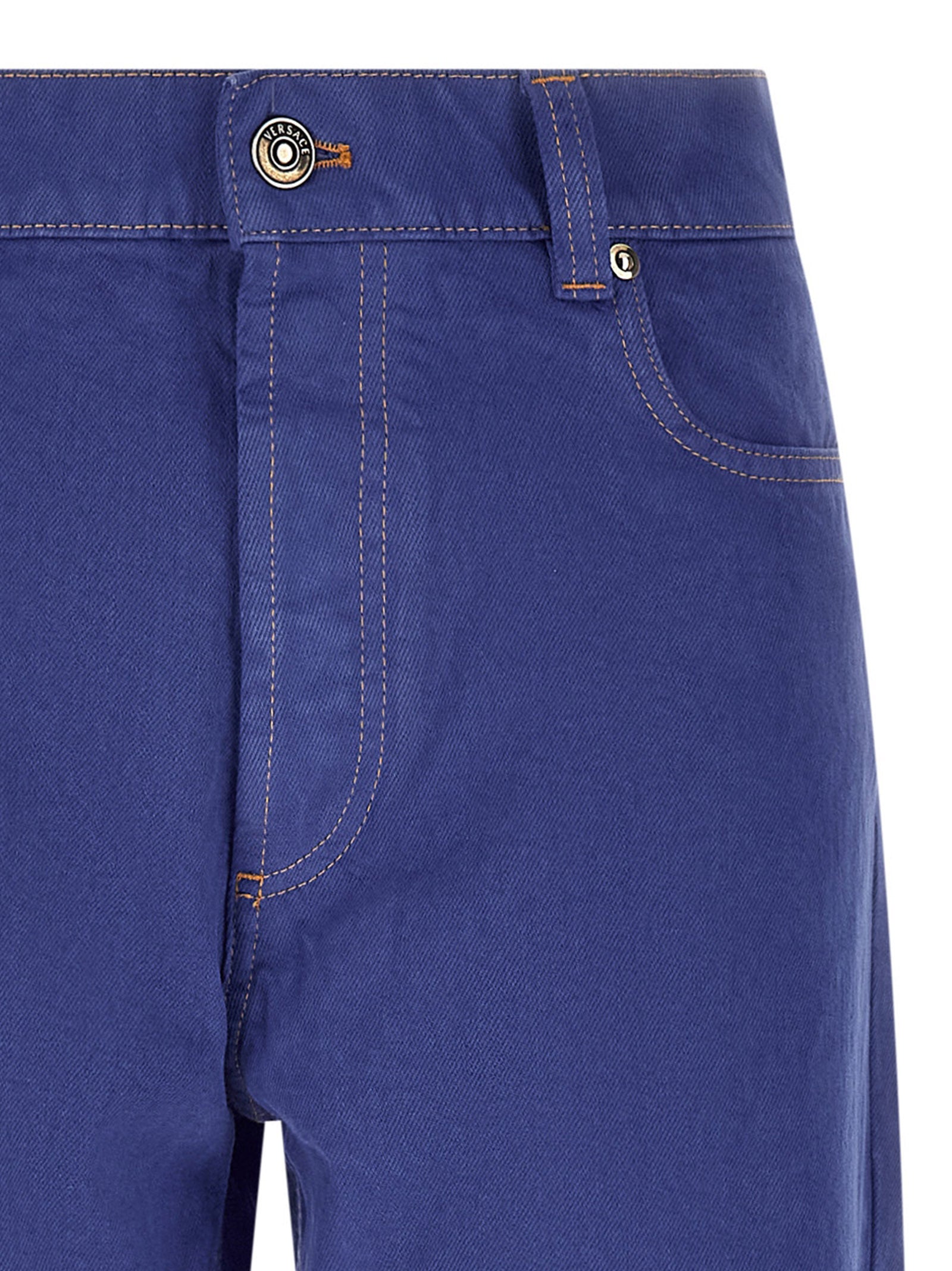 Versace Blaue Jeans aus Baumwolle im geraden Schnitt