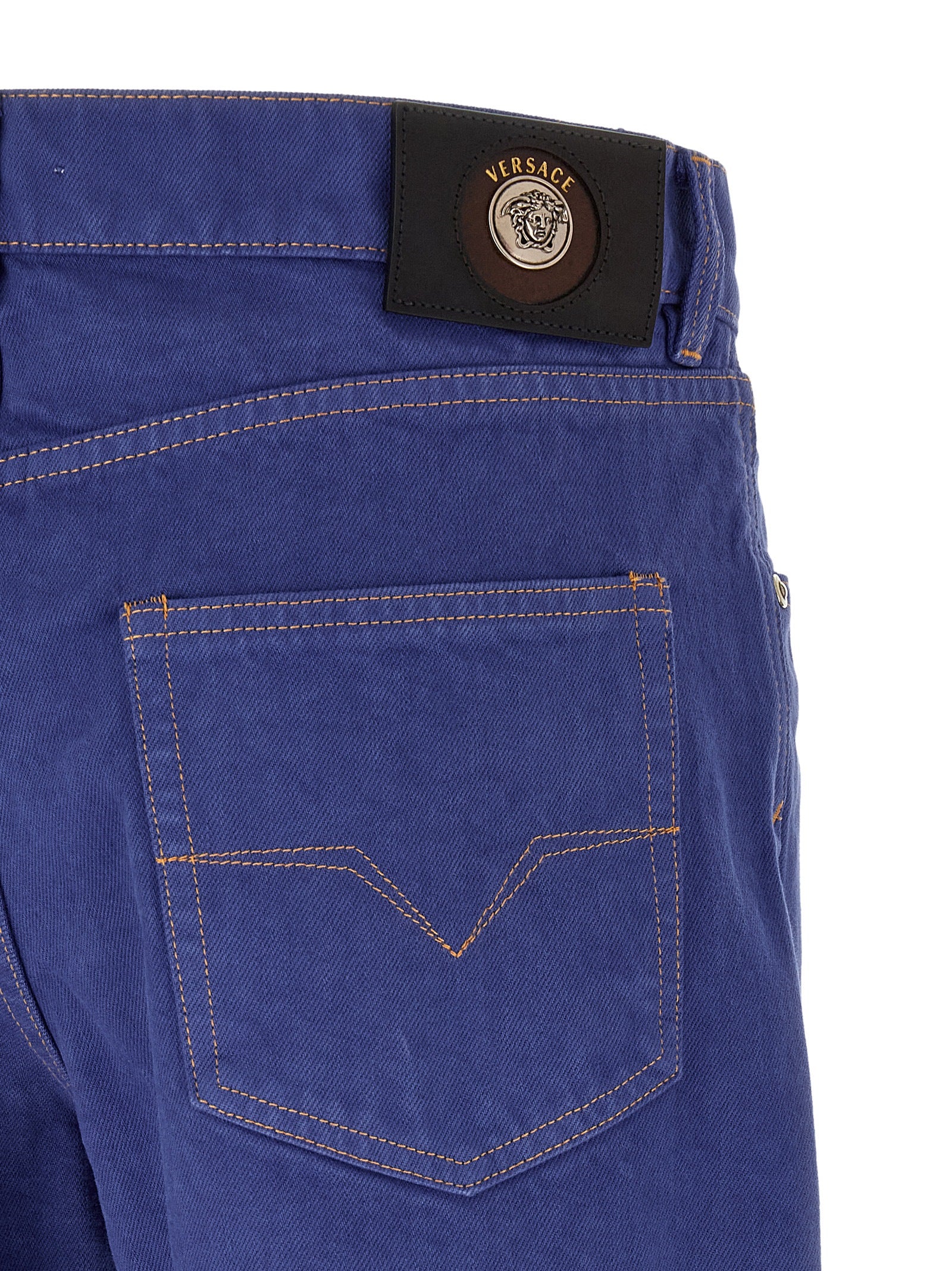 Versace Blaue Jeans aus Baumwolle im geraden Schnitt
