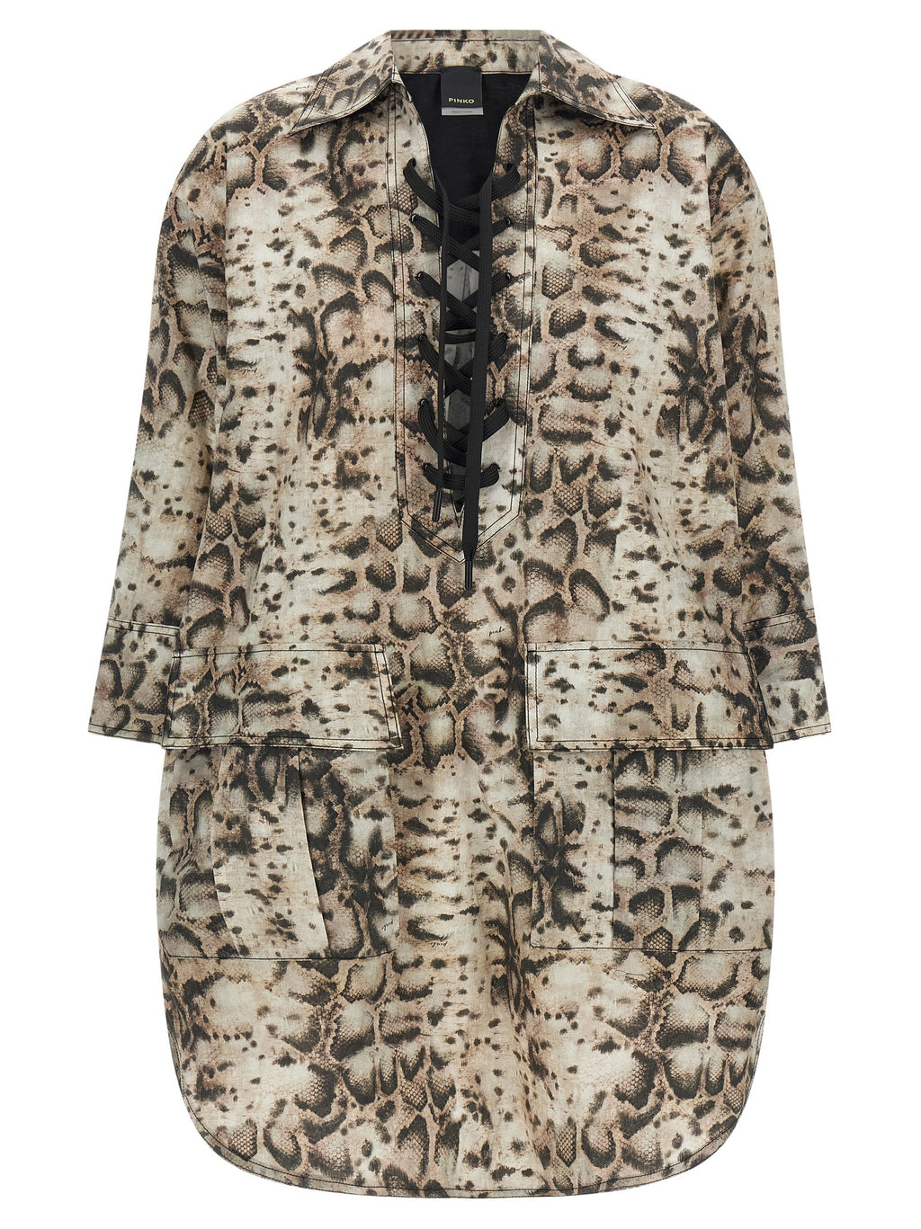 PINKO Graues Baumwoll-Kurzkleid