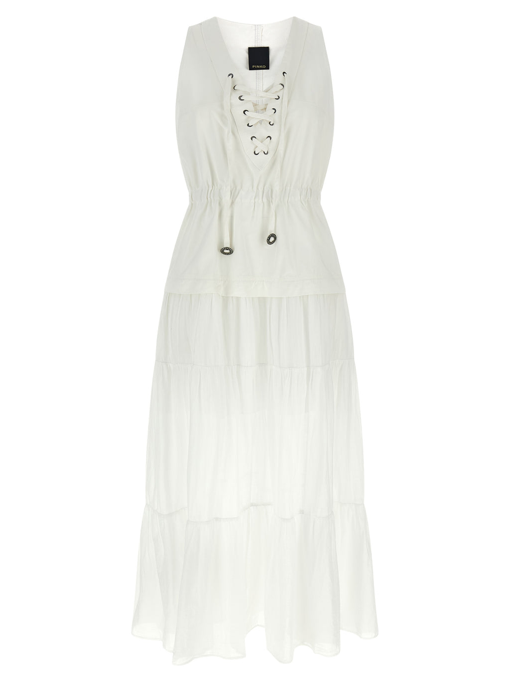 PINKO Weißes Baumwoll-Maxikleid