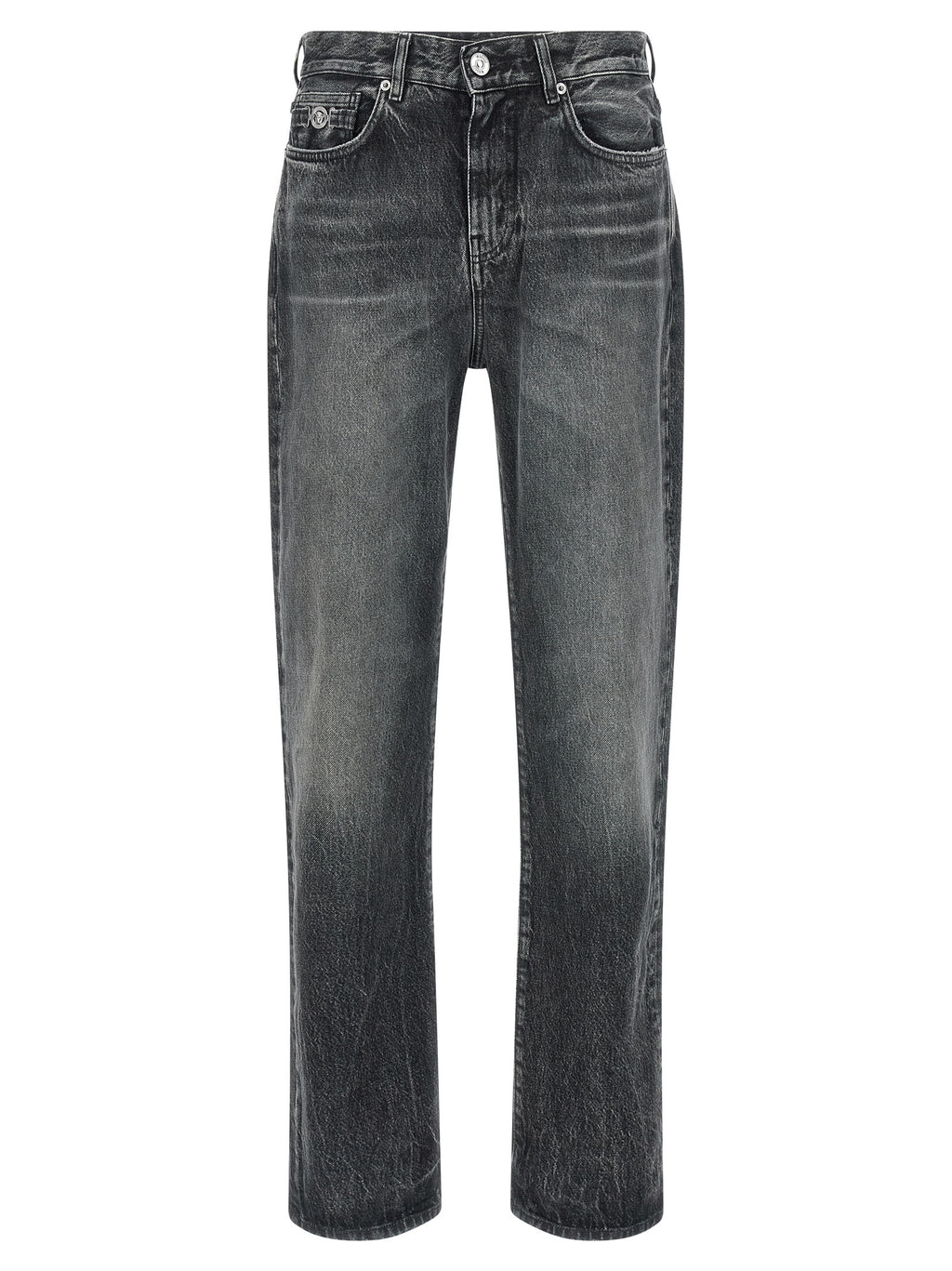 Versace Graue Jeans aus Baumwolle im geraden Schnitt