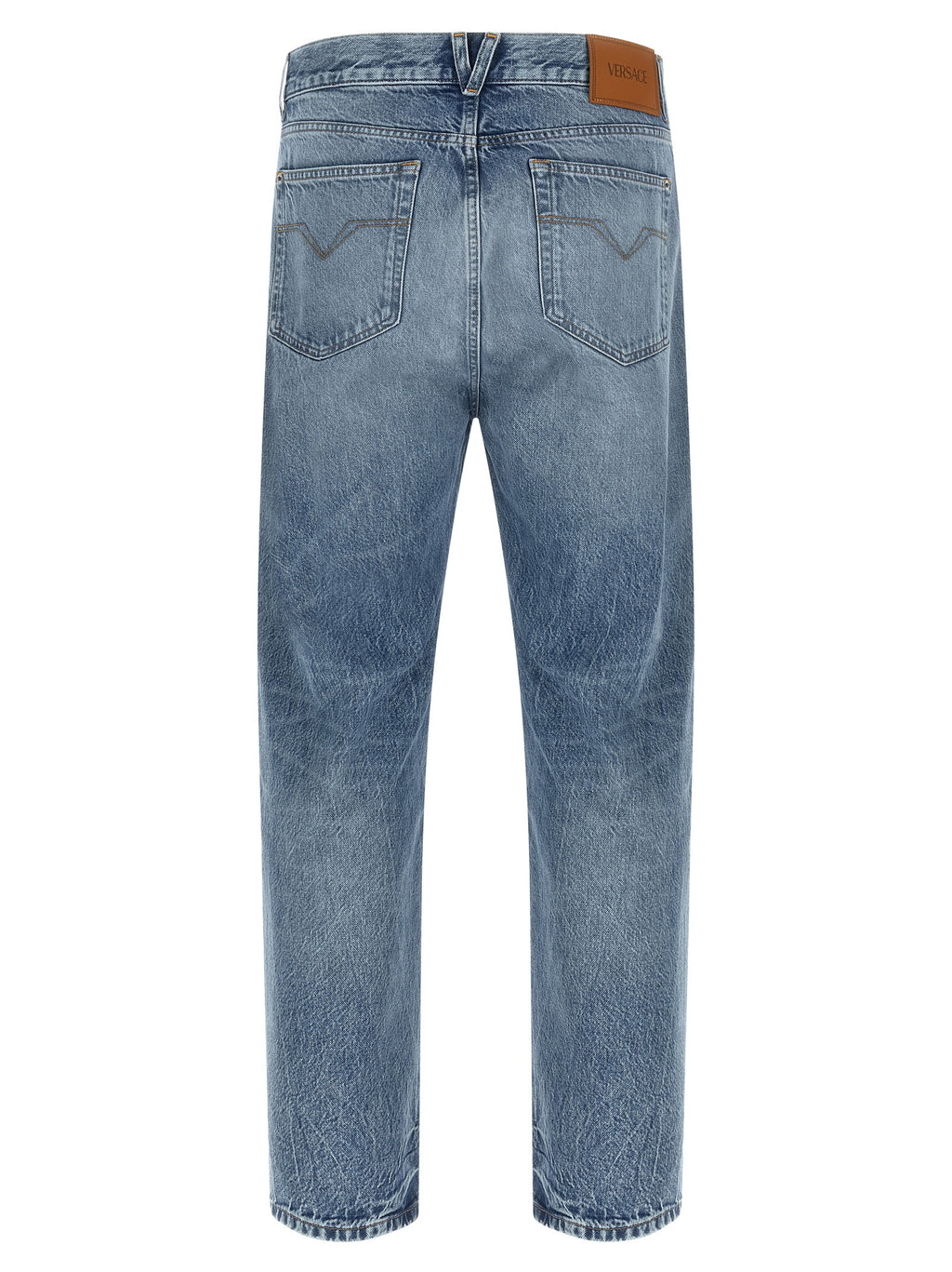 Versace Blaue Jeans aus Baumwolle im geraden Schnitt