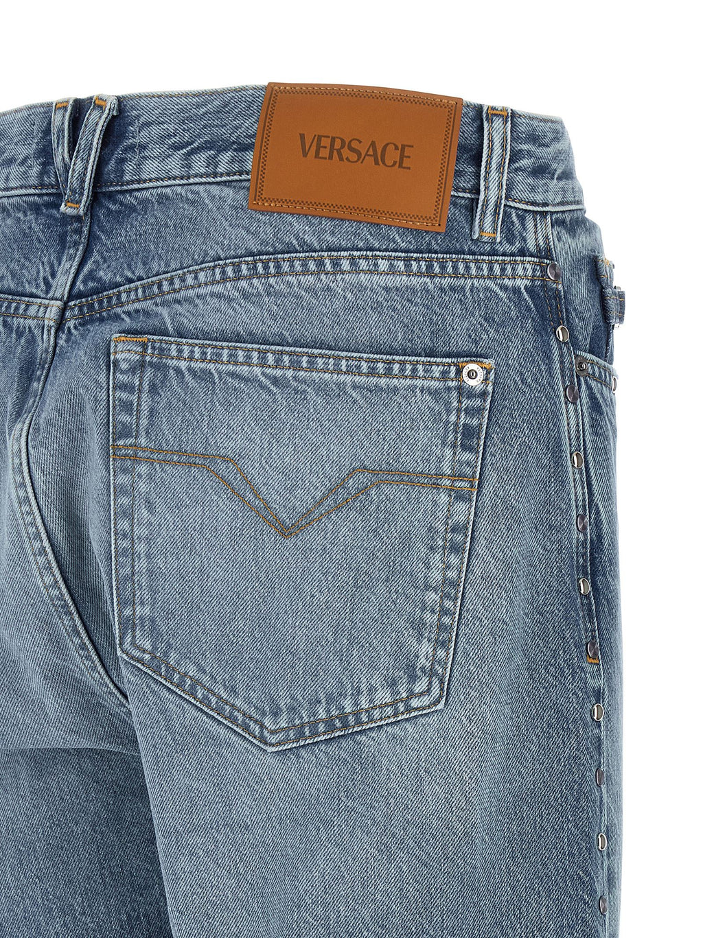 Versace Blaue Jeans aus Baumwolle im geraden Schnitt