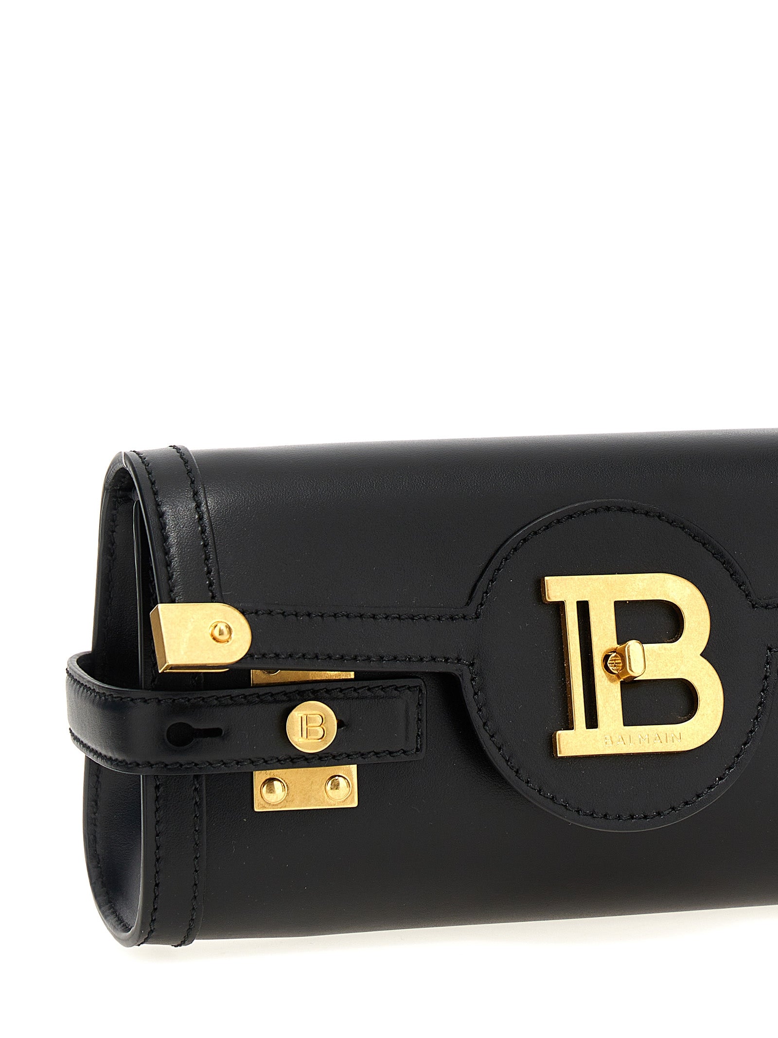 Balmain Schwarze Kalbsleder-Clutch