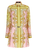 Versace Kurzes Seidenkleid in Multicolor