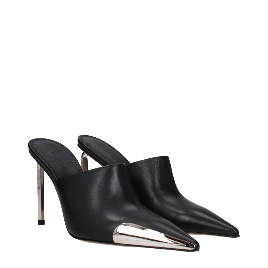 Off-White Schwarze Leder Pumps mit hohem Absatz