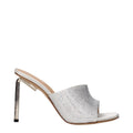 Off-White Silberne Satin-Stilettosandalen