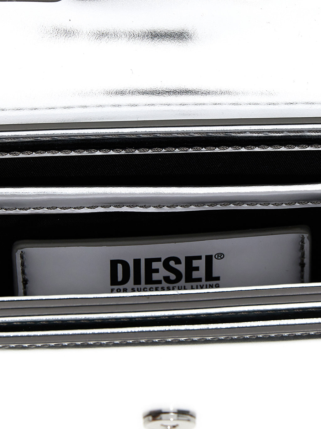 Diesel Schultertasche aus silbernem Rindsleder