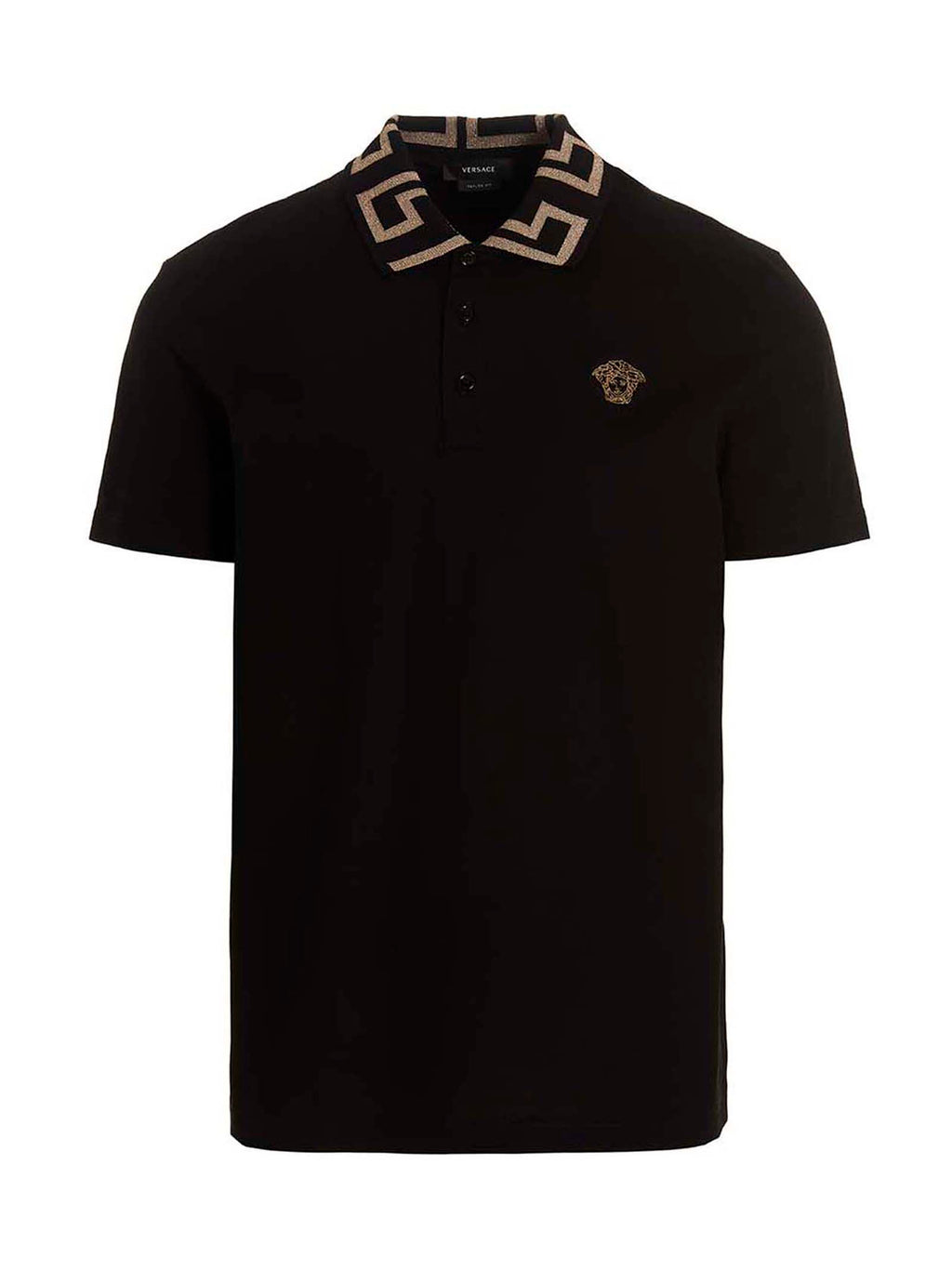 Versace Schwarzes Baumwoll-Poloshirt