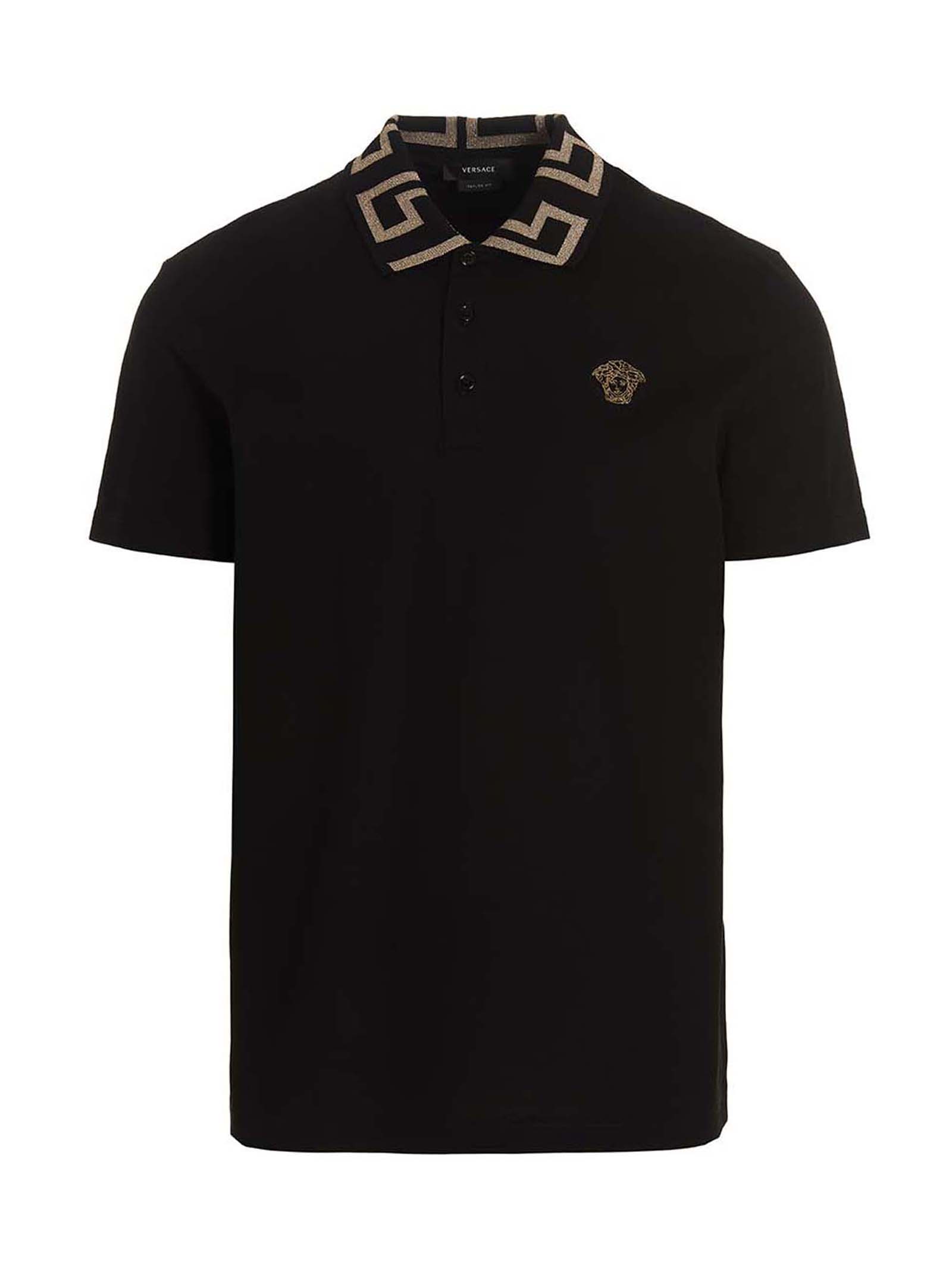 Versace Schwarzes Baumwoll-Poloshirt