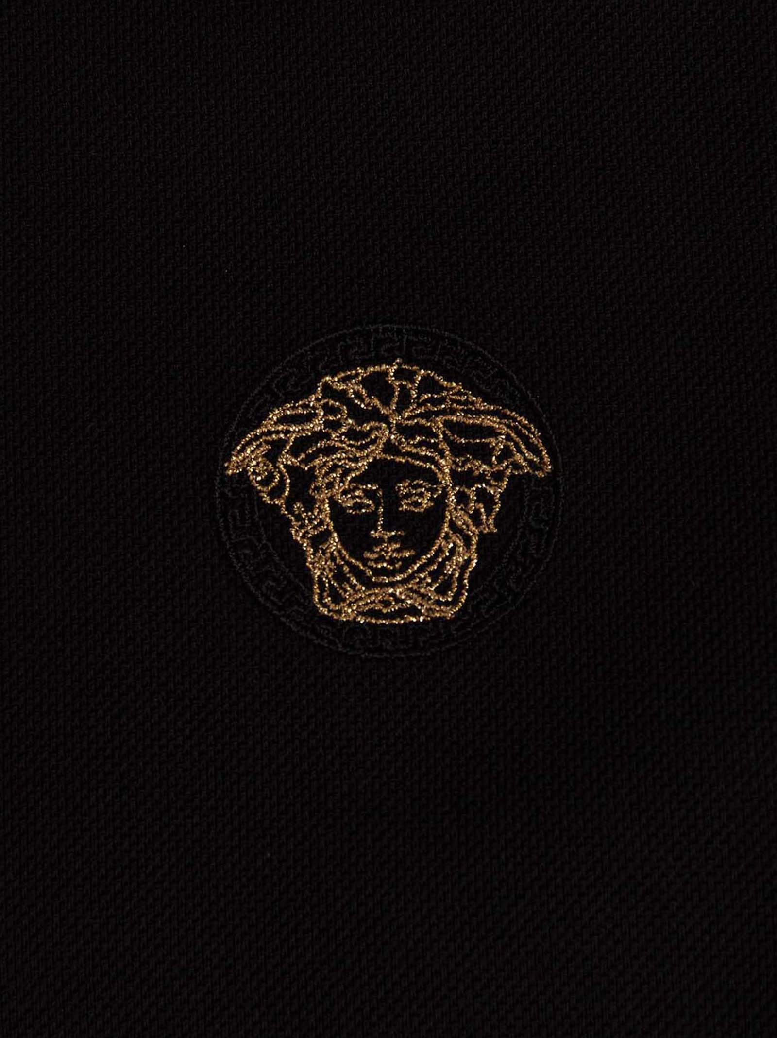 Versace Schwarzes Baumwoll-Poloshirt