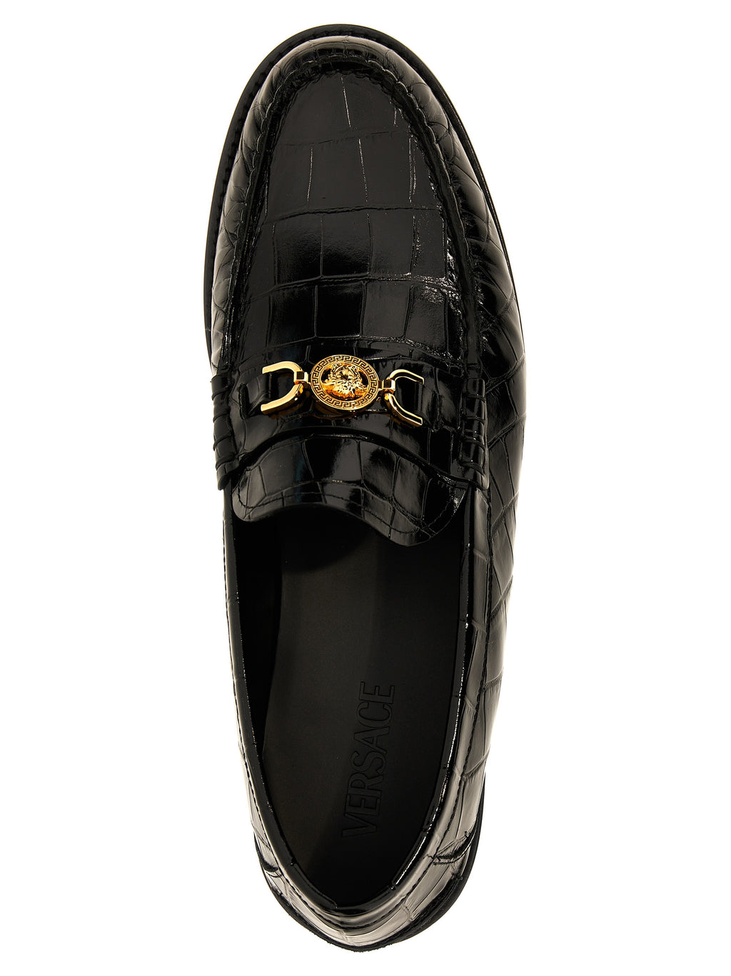 Versace Schwarze Loafer aus Samt und Leder zum Hineinschlüpfen