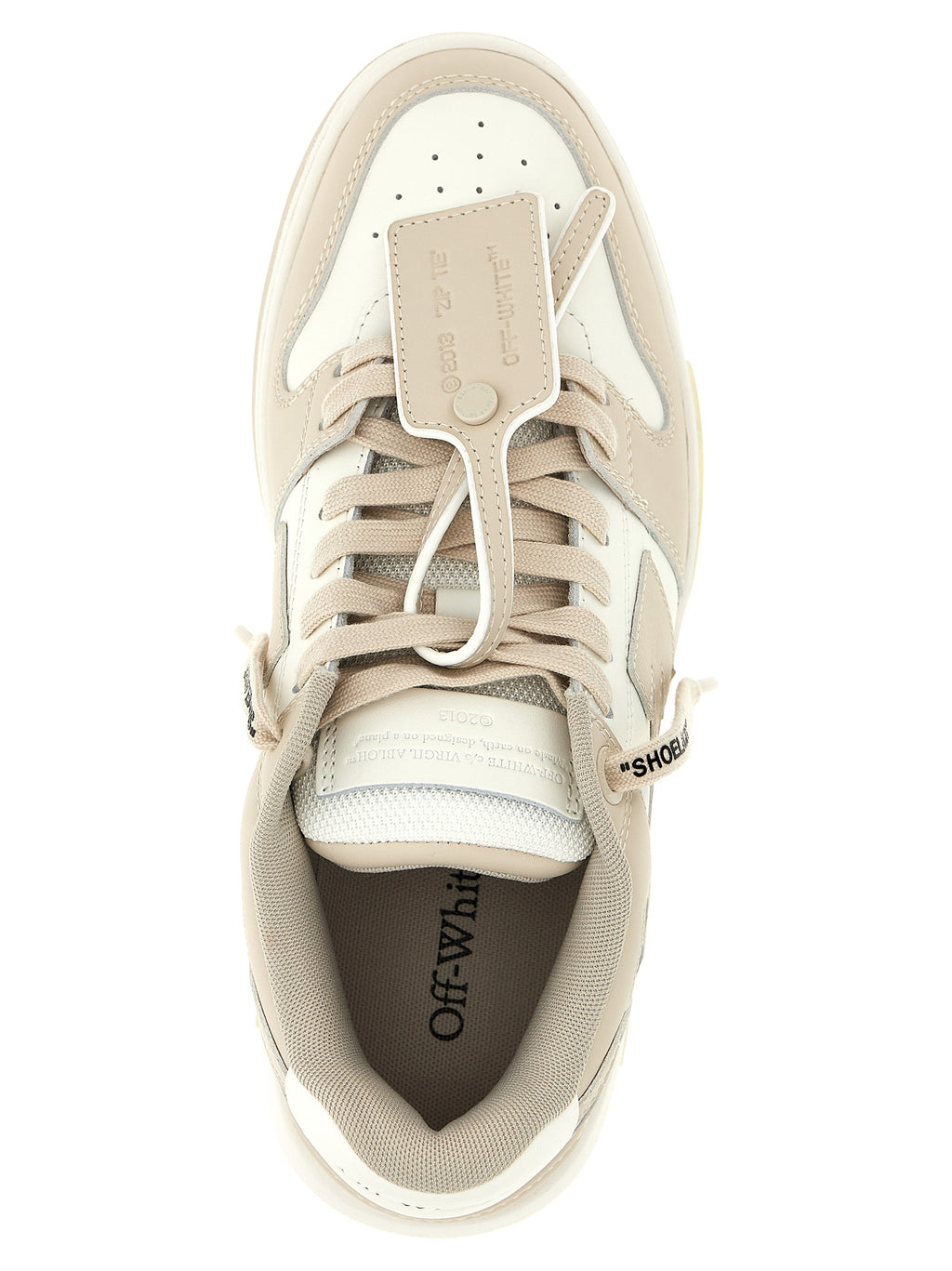 Off-White Beige Kalbsleder Low-Top-Sneaker