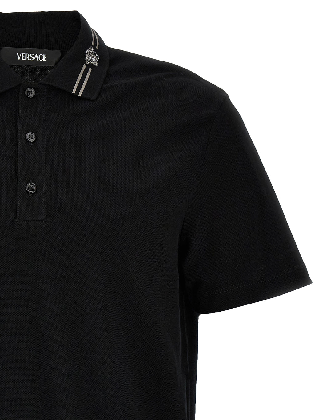 Versace Schwarzes Baumwoll-Poloshirt