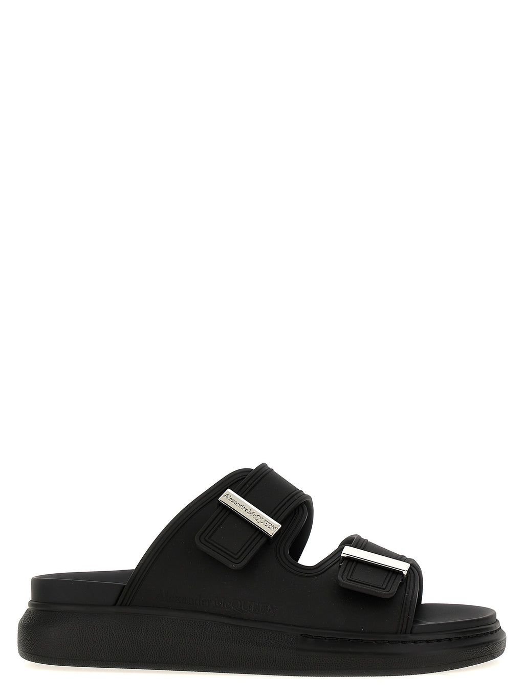 Alexander McQueen Schwarze Gummipantoletten
