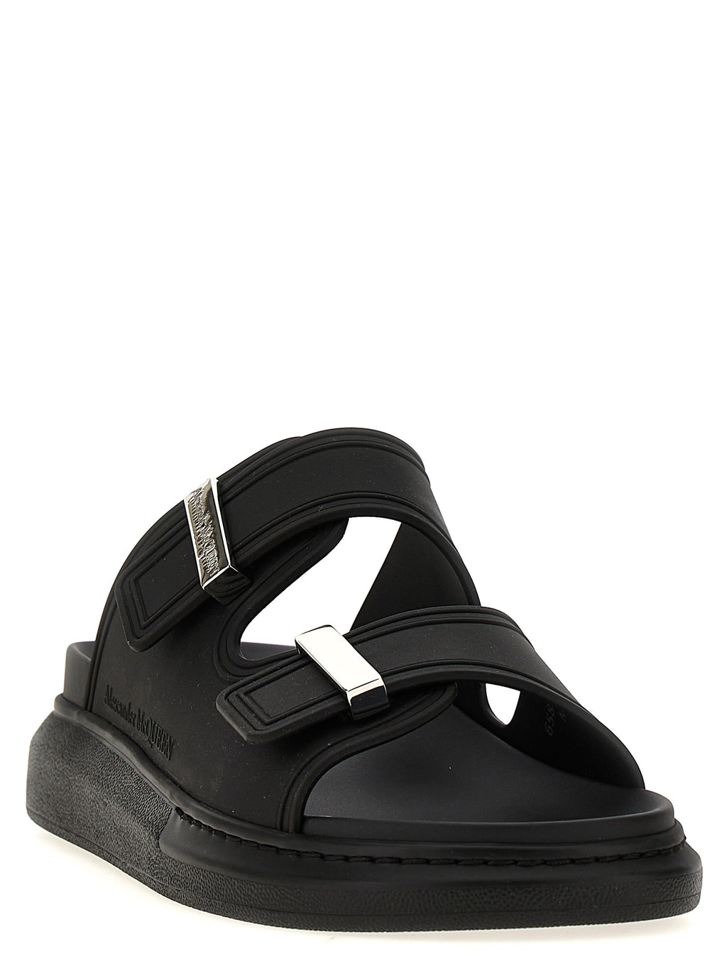 Alexander McQueen Schwarze Gummipantoletten