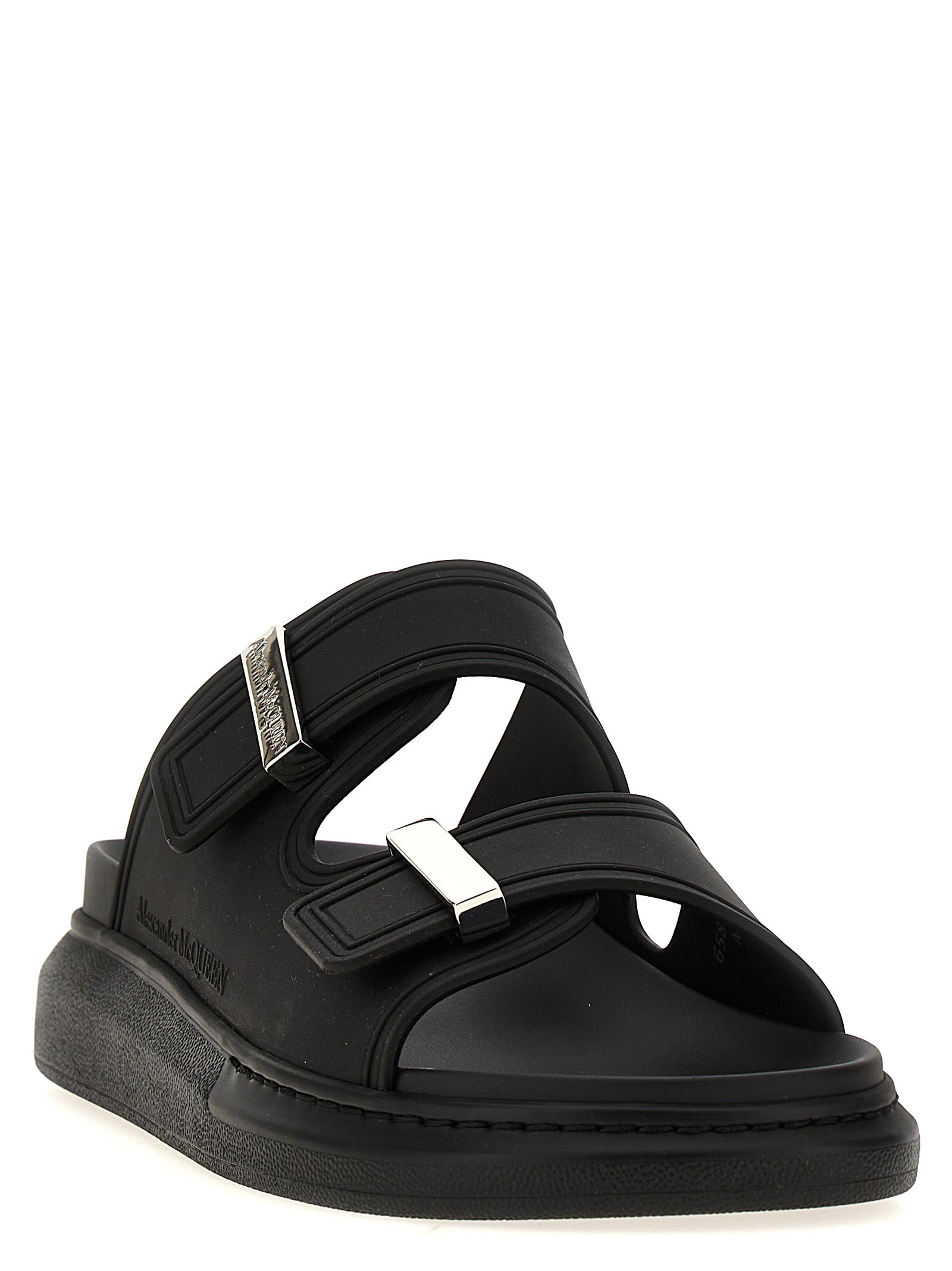 Alexander McQueen Schwarze Gummipantoletten