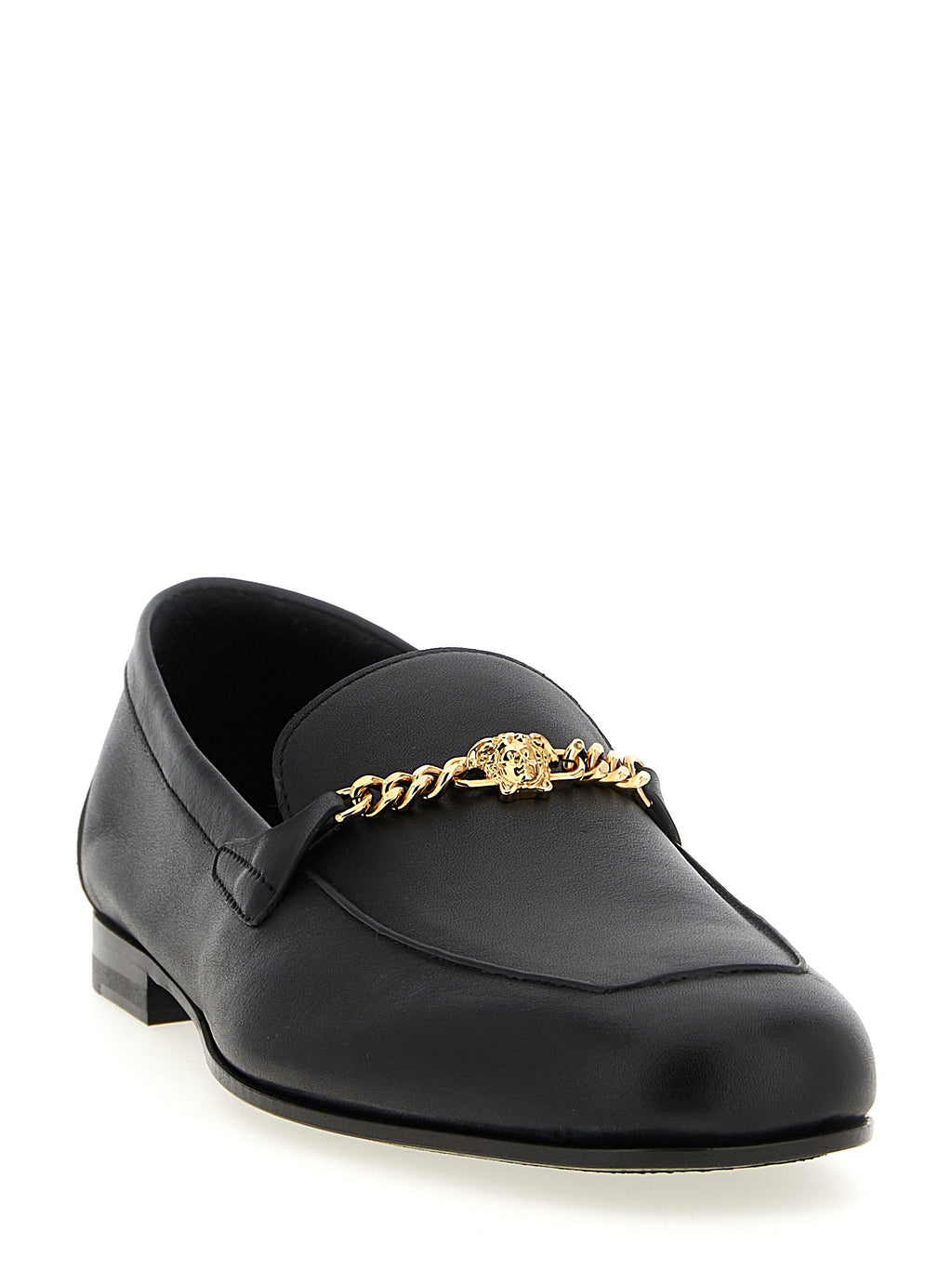 Versace Schwarze Loafer aus Kalbsleder zum Hineinschlüpfen