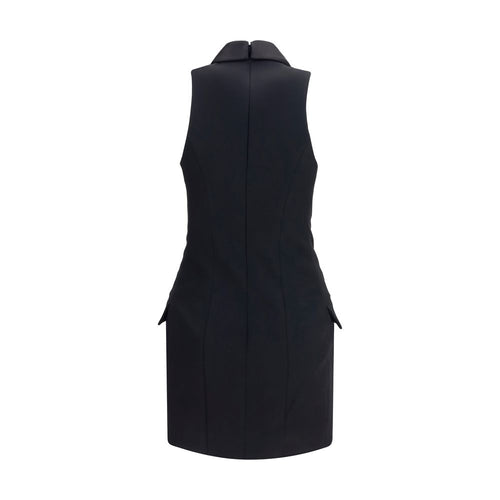Balmain Schwarzes Oves Aries Wollkleid