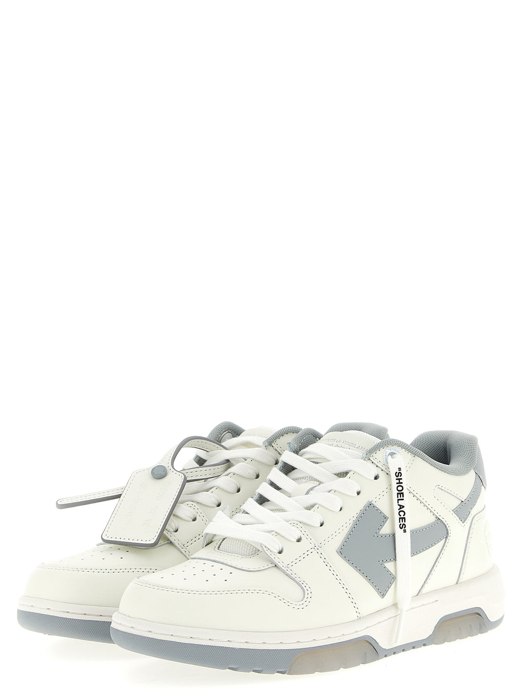 Off-White Graue Leder Low-Top-Sneaker