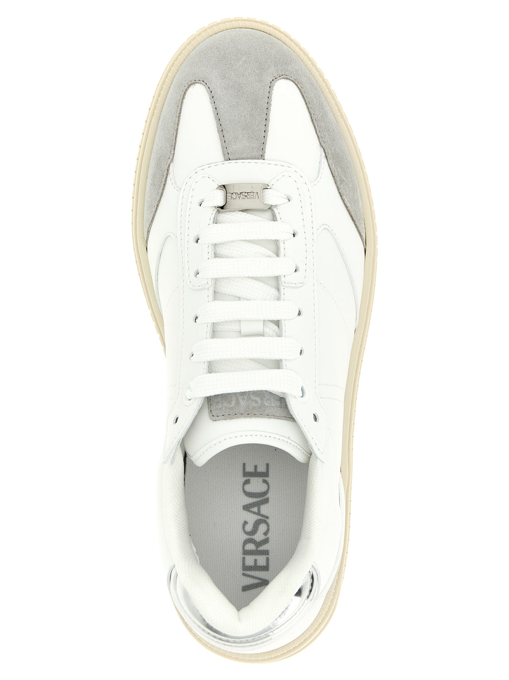 Versace Weiße Kalbsleder Low-Top-Sneaker