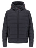 Moncler Blaue Polyester-Jacke in voller Länge