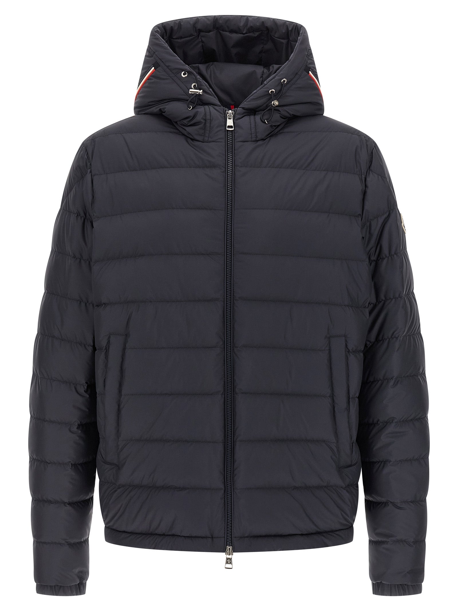 Moncler Blaue Polyester-Jacke in voller Länge