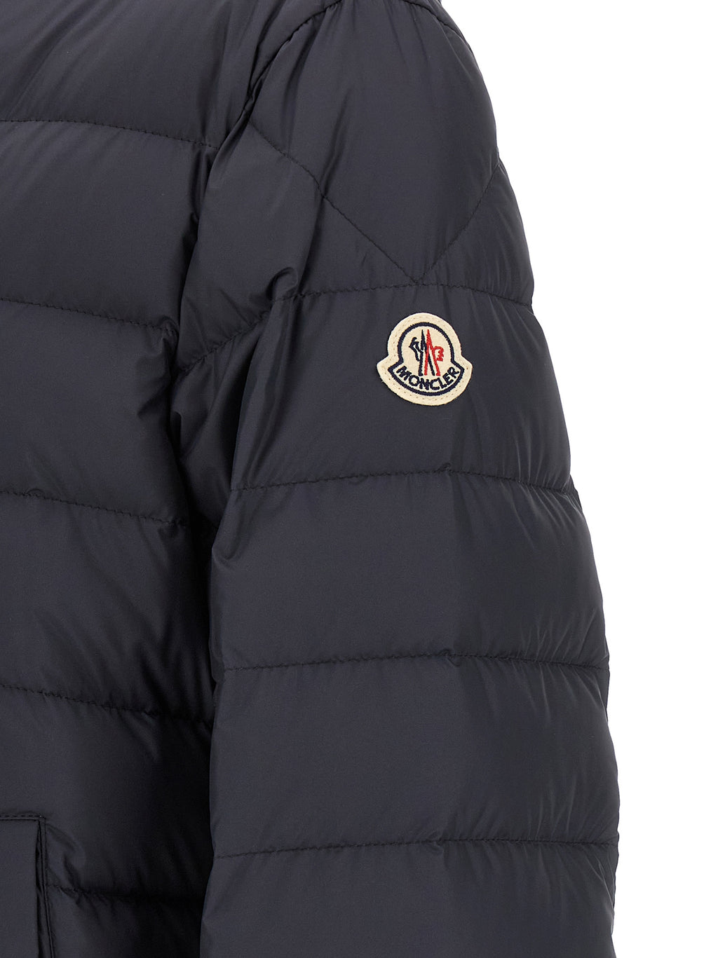 Moncler Blaue Polyester-Jacke in voller Länge