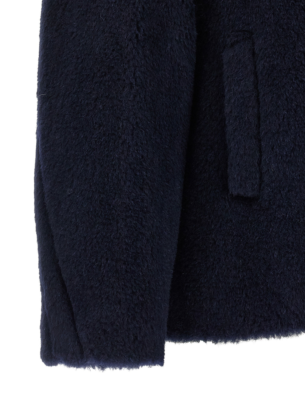 Max Mara Blauer Mantel aus Alpaka und Leder