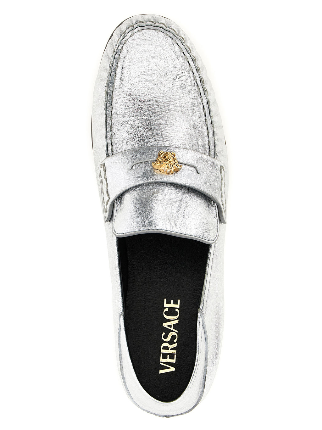 Versace Loafer aus Lammleder in Silber