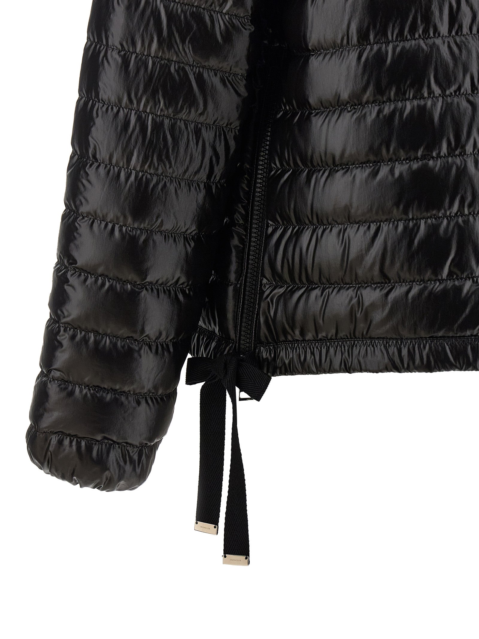 Moncler Schwarze Polyamid-Jacke in voller Länge
