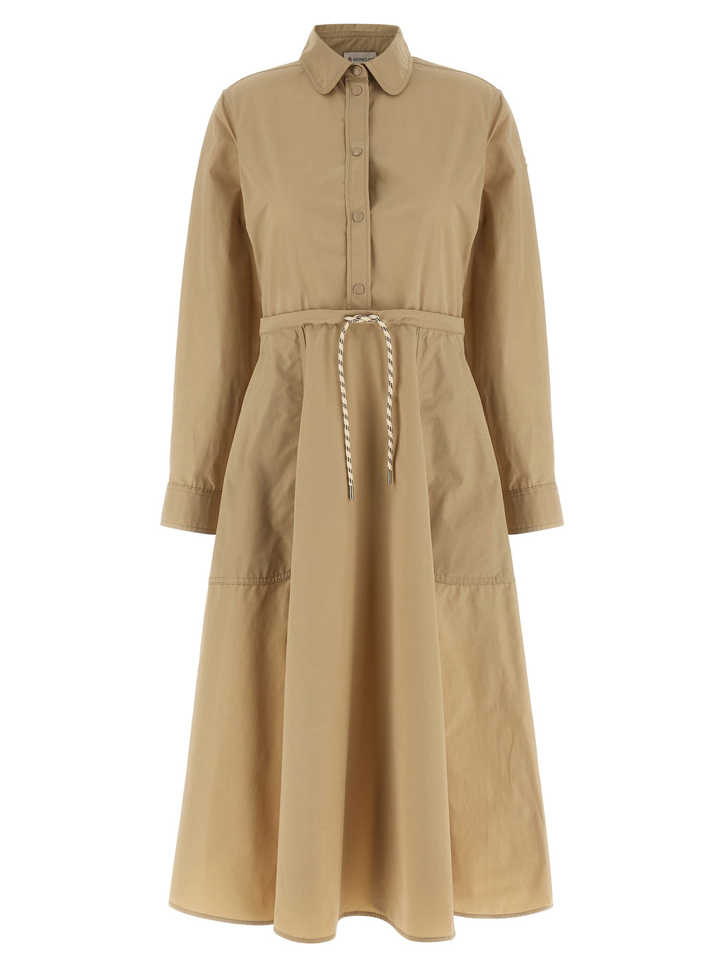 Moncler Beigefarbenes Polyester-Maxikleid