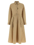 Moncler Beigefarbenes Polyester-Maxikleid