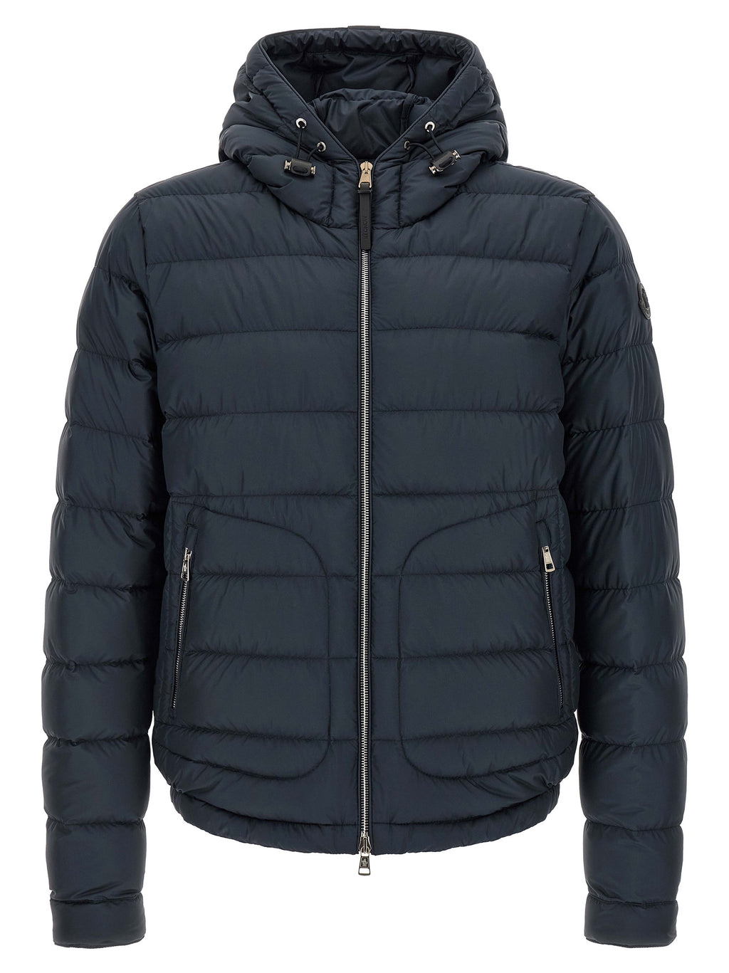 Moncler Blaue Polyester-Jacke in voller Länge