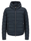 Moncler Blaue Polyester-Jacke in voller Länge