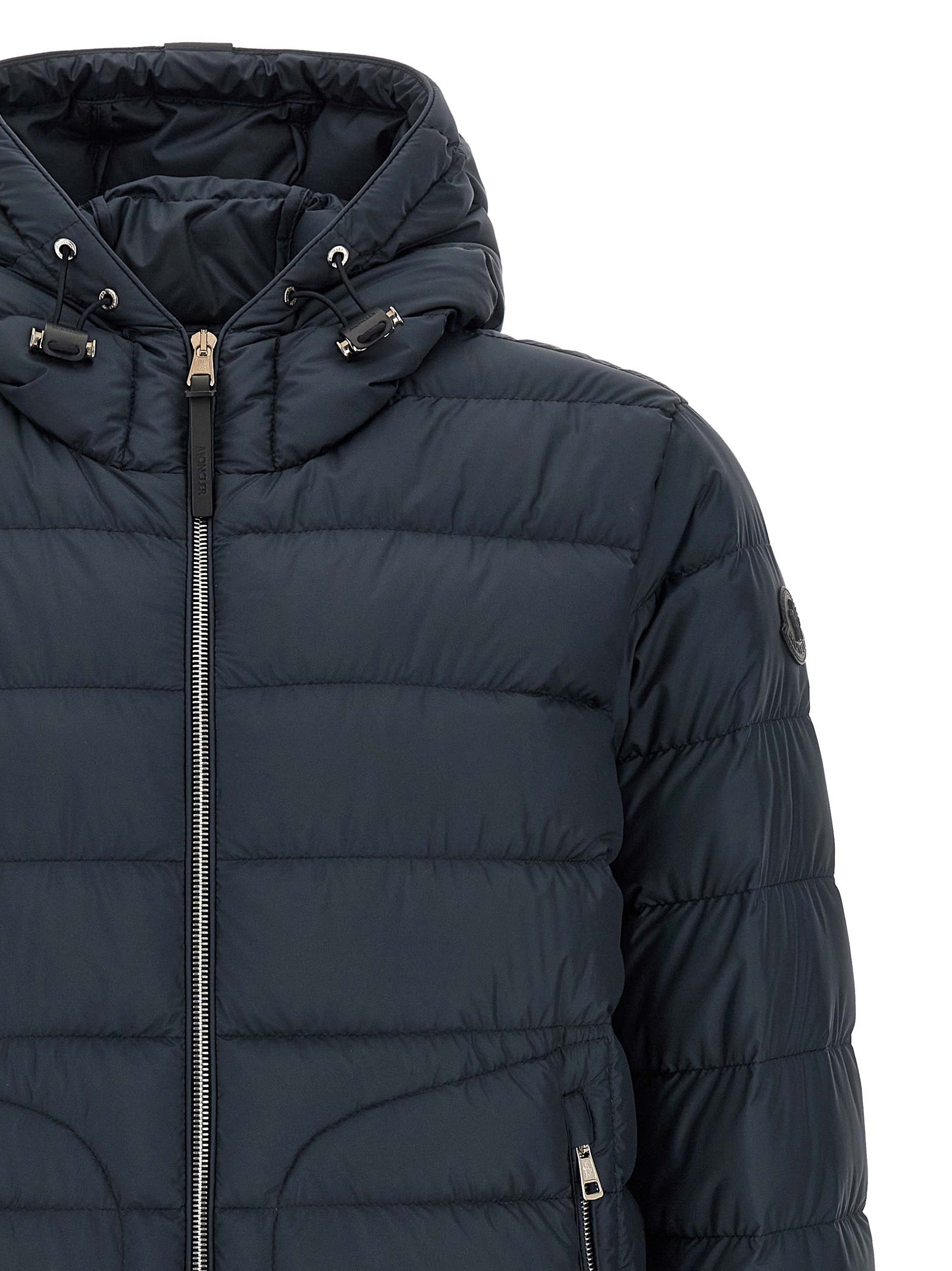 Moncler Blaue Polyester-Jacke in voller Länge