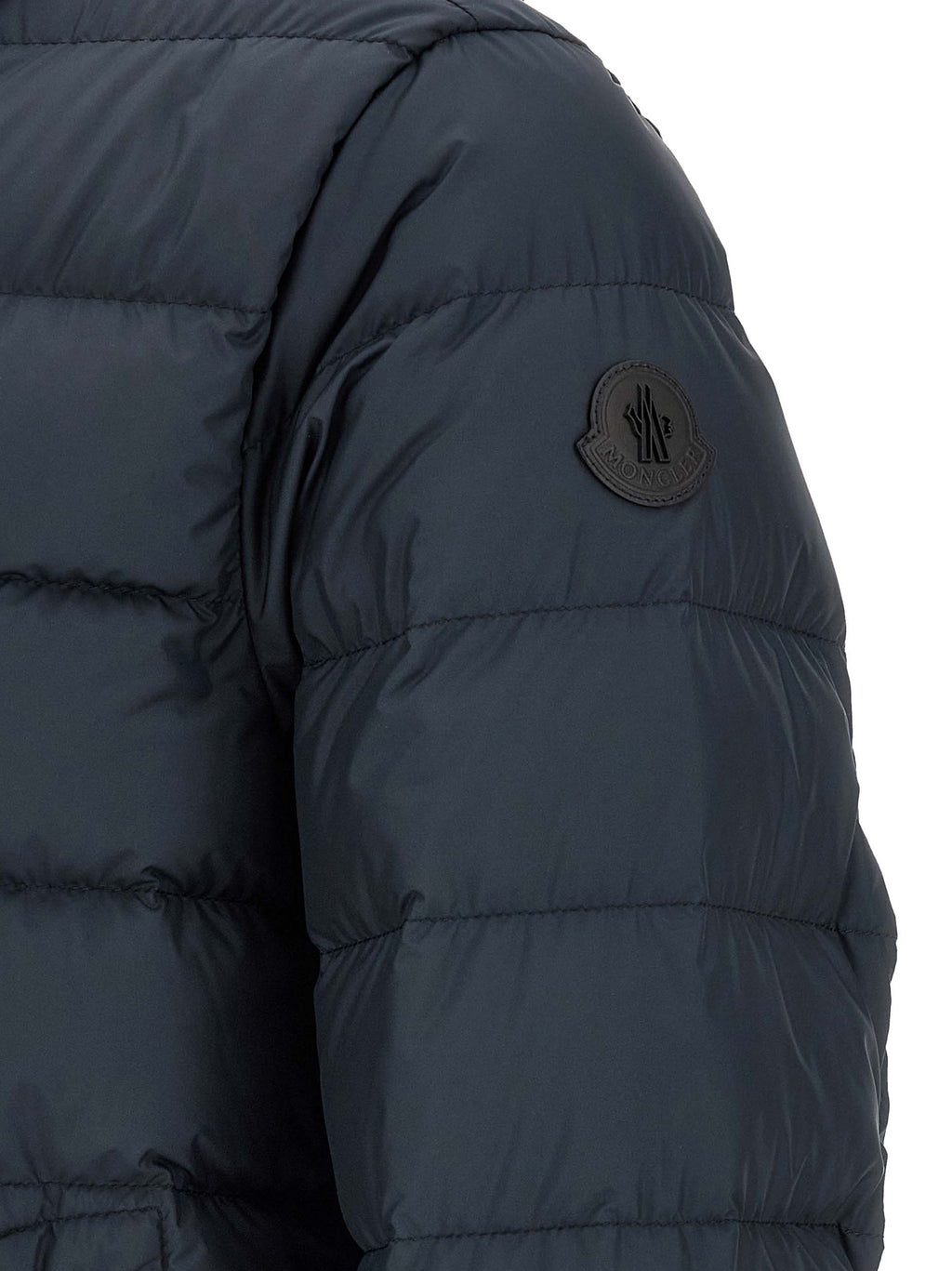 Moncler Blaue Polyester-Jacke in voller Länge