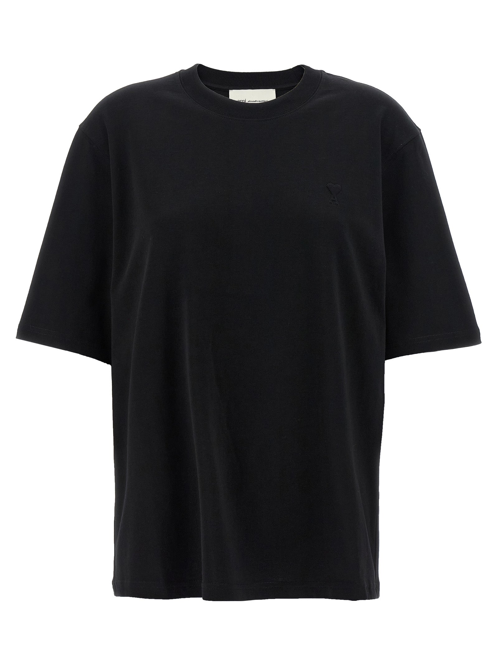 Ami Paris Schwarzes Baumwoll-T-Shirt
