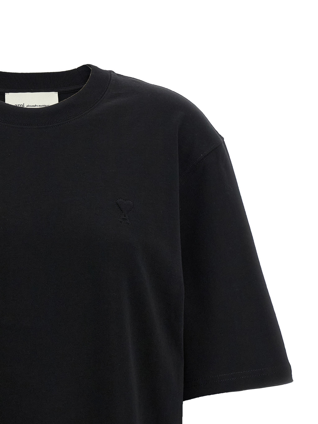 Ami Paris Schwarzes Baumwoll-T-Shirt