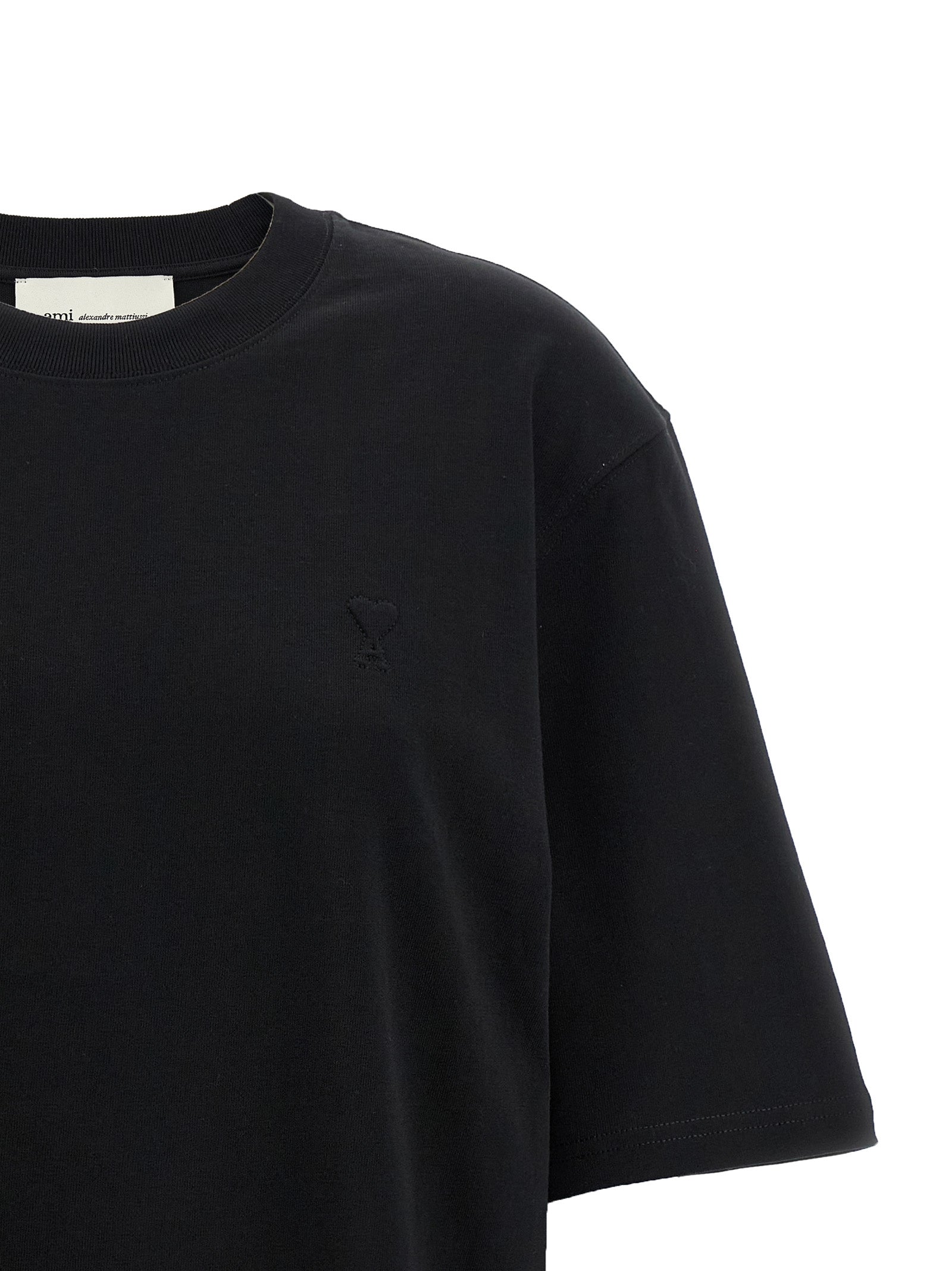 Ami Paris Schwarzes Baumwoll-T-Shirt