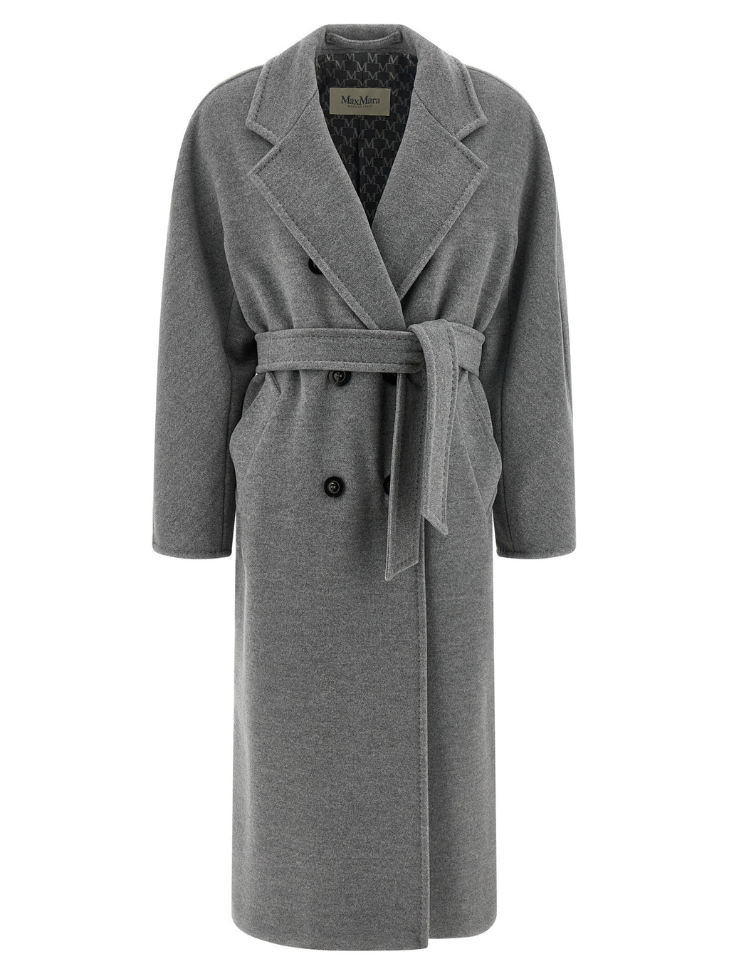 Max Mara Grauer Wollmantel aus reiner Schurwolle