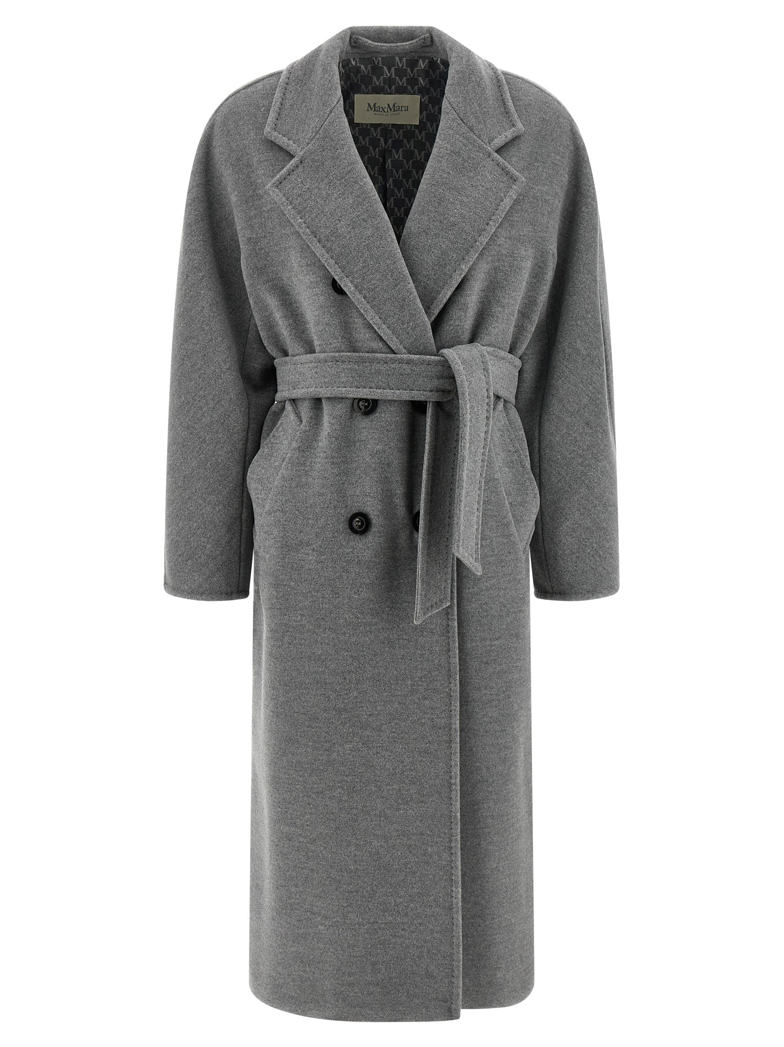 Max Mara Grauer Wollmantel aus reiner Schurwolle