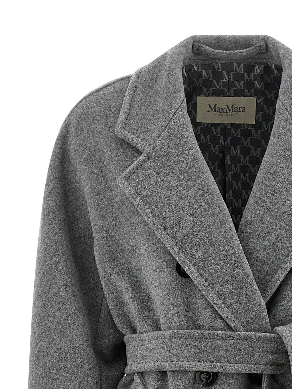 Max Mara Grauer Wollmantel aus reiner Schurwolle
