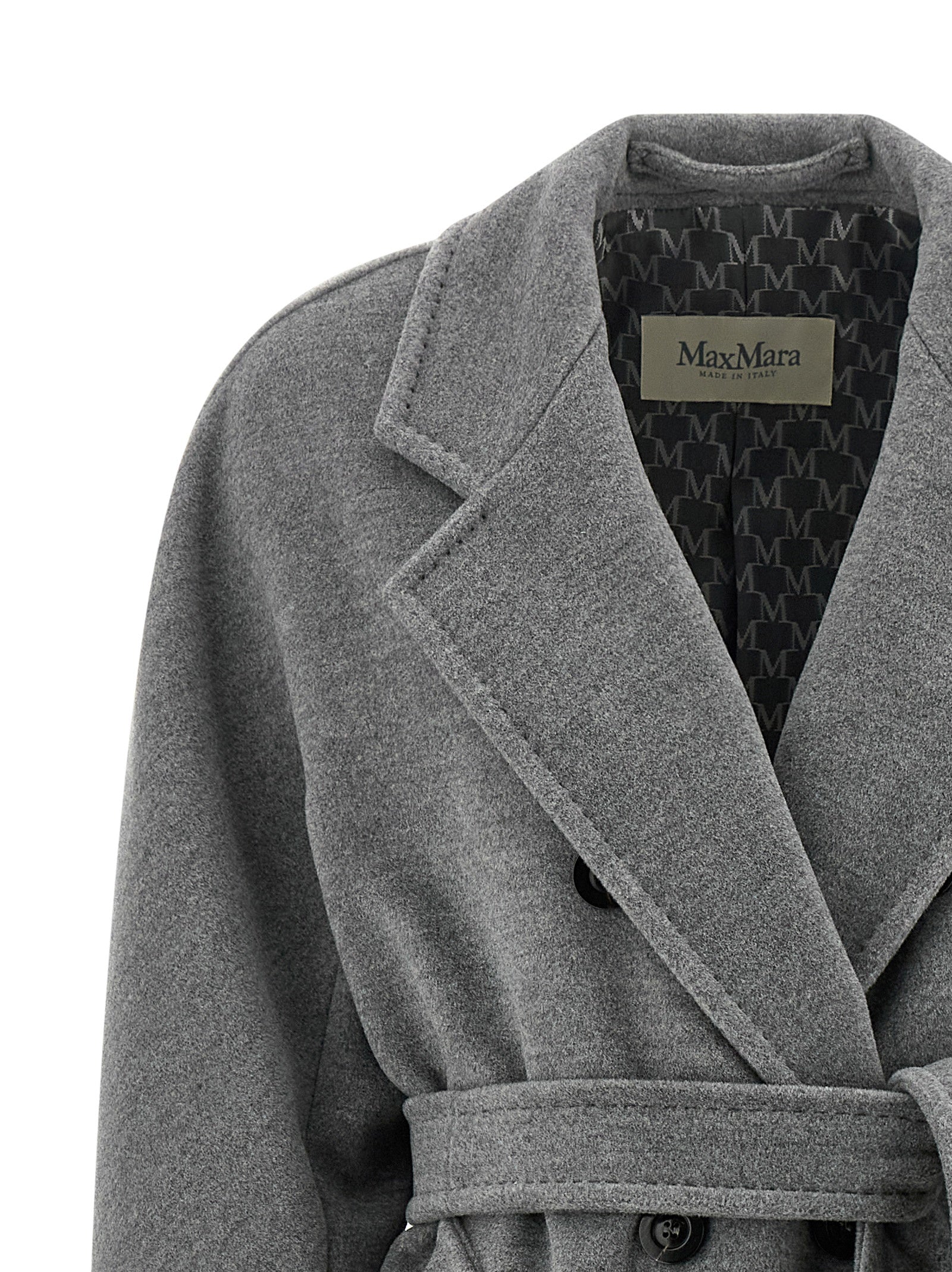 Max Mara Grauer Wollmantel aus reiner Schurwolle