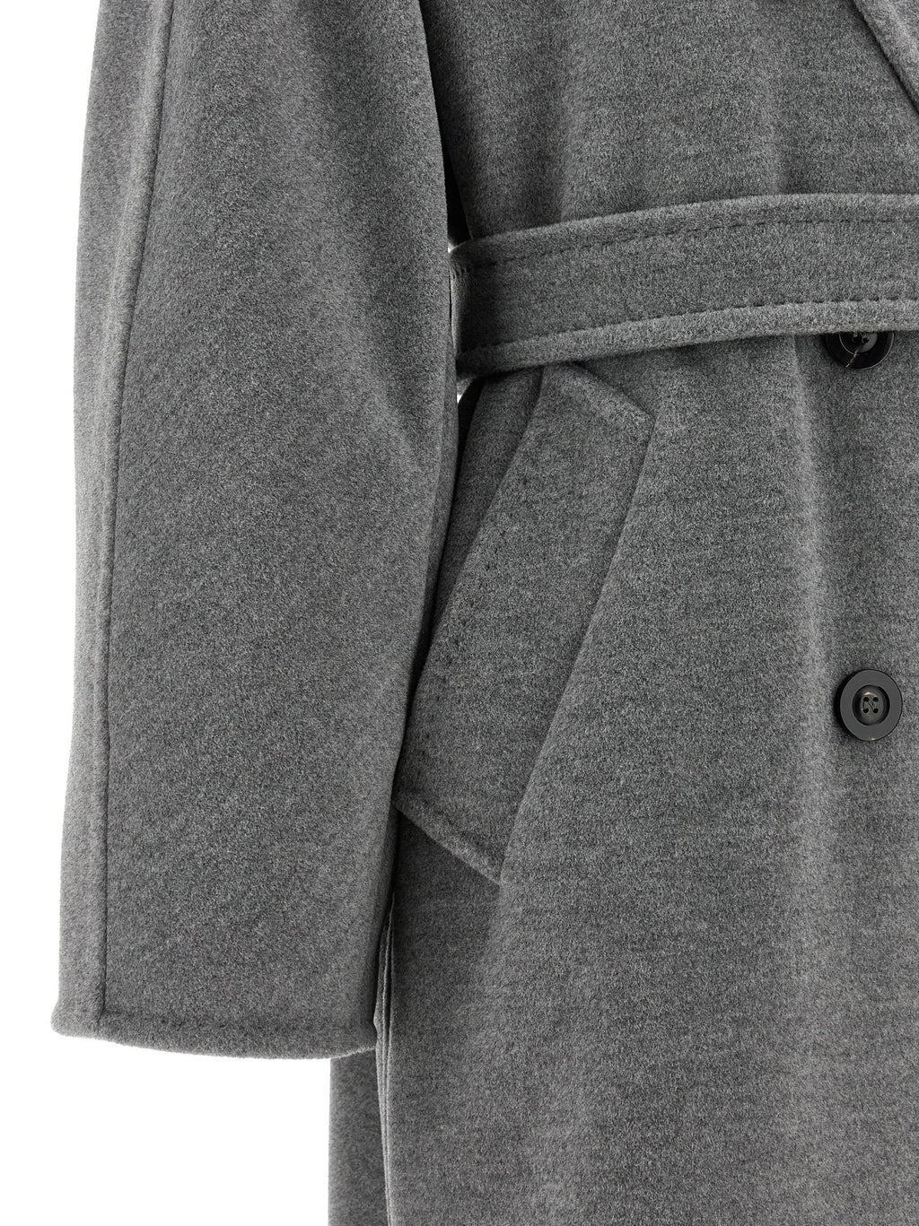 Max Mara Grauer Wollmantel aus reiner Schurwolle
