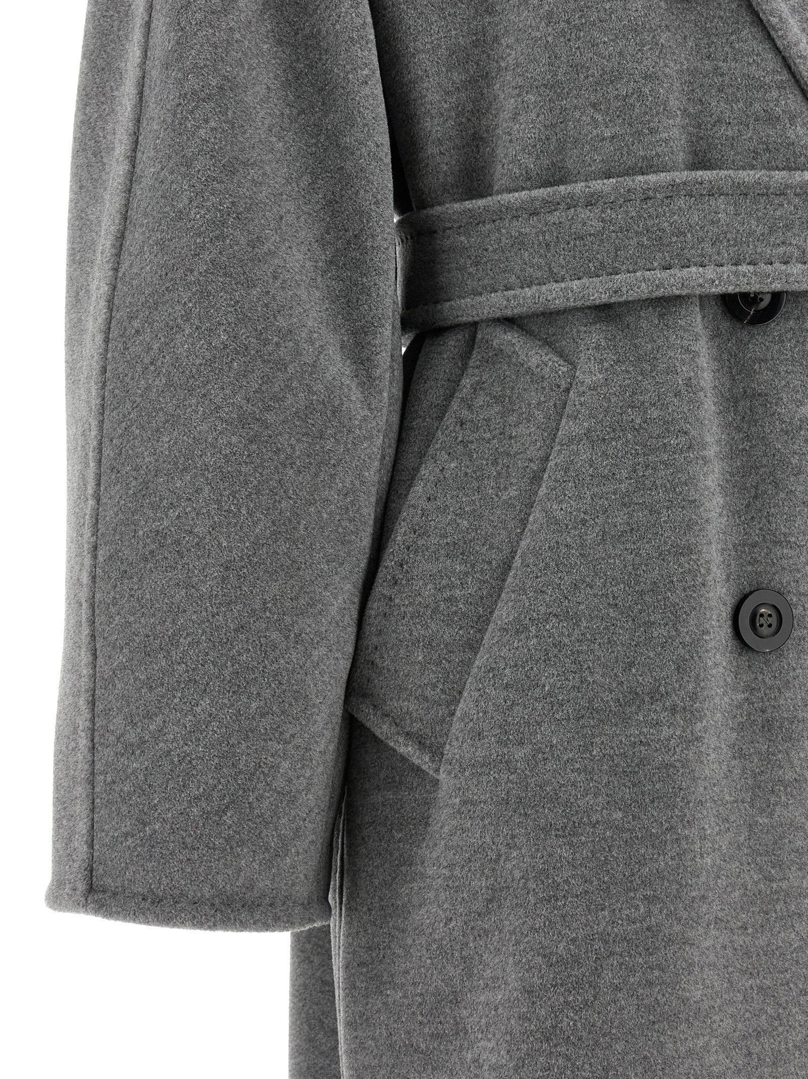 Max Mara Grauer Wollmantel aus reiner Schurwolle