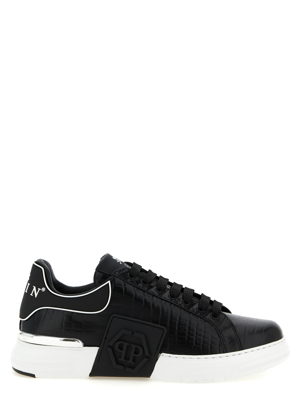 Philipp Plein Schwarze Low-Top-Sneaker aus Rindsleder